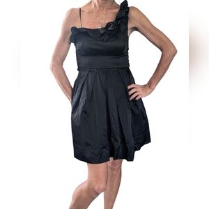 Teeze Me Juniors Black Pleated Formal Bubble Skirt Sash Bow Mini Formal Dress 3